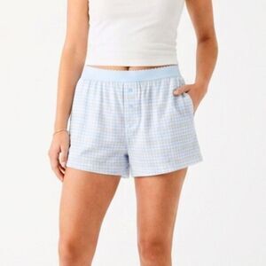 HONEYDEW Shorts Intimates Plaid Lounge Blue/Beige Women Medium NWOT